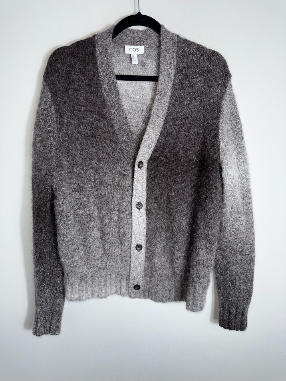 COS Men's Degrade Alpaca Blend Cardigan Sweater-Tan Ombre-Size XS